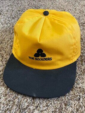 Vintage The Boulders Hat Strapback Yellow Black Retro Sportswear